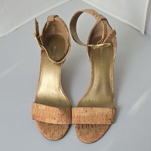 EUC Women's NINE WEST Cork Strap Wedge Sandals Sz 7.5